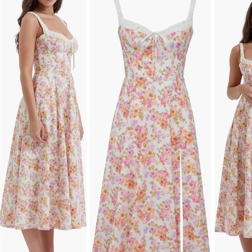 House of CB SABRINA Ivory Print Bustier Sundress